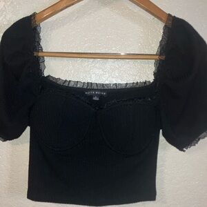 Black Puff Sleeve Top
